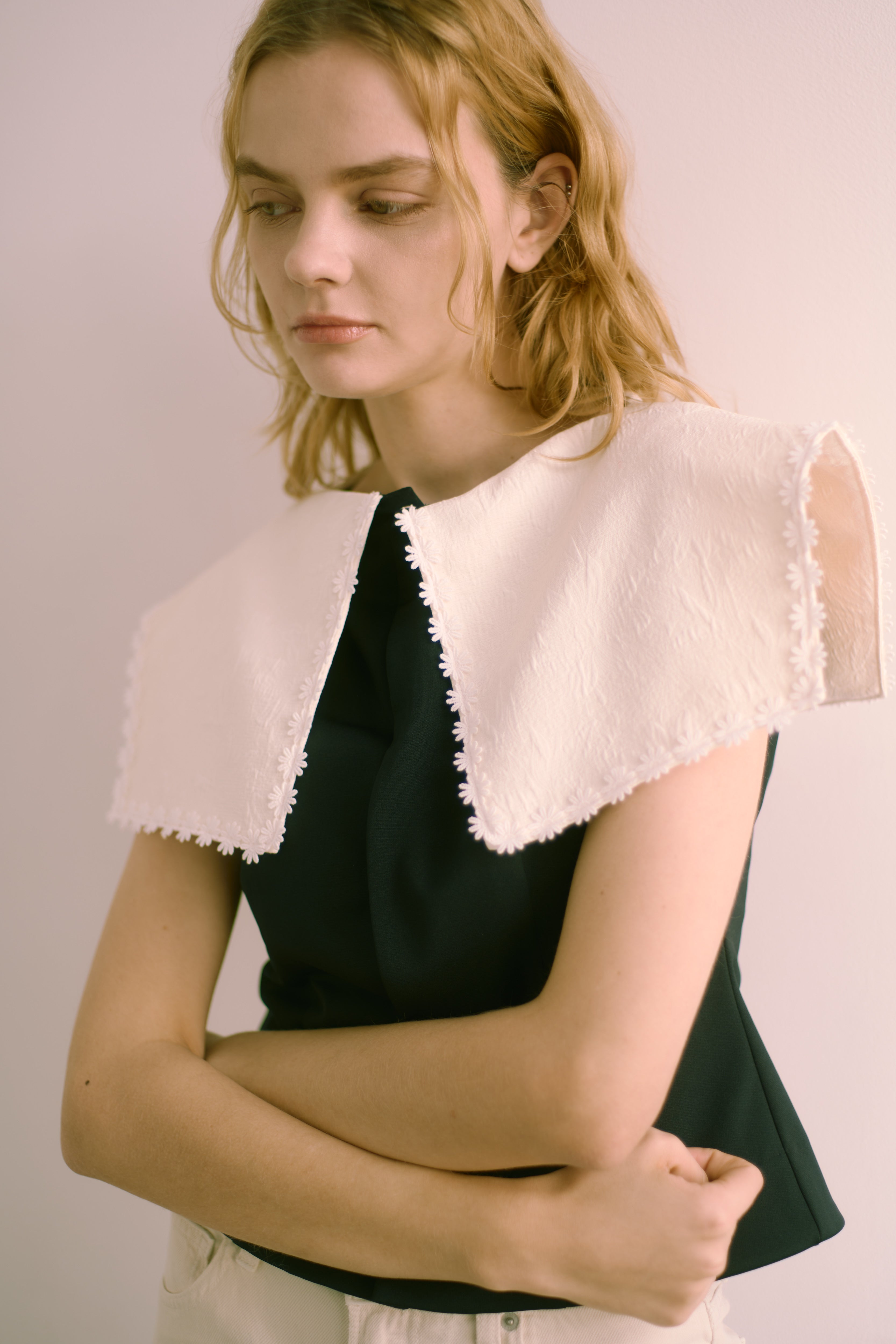 【Made in japan】 2WAY BIG COLLAR TOP