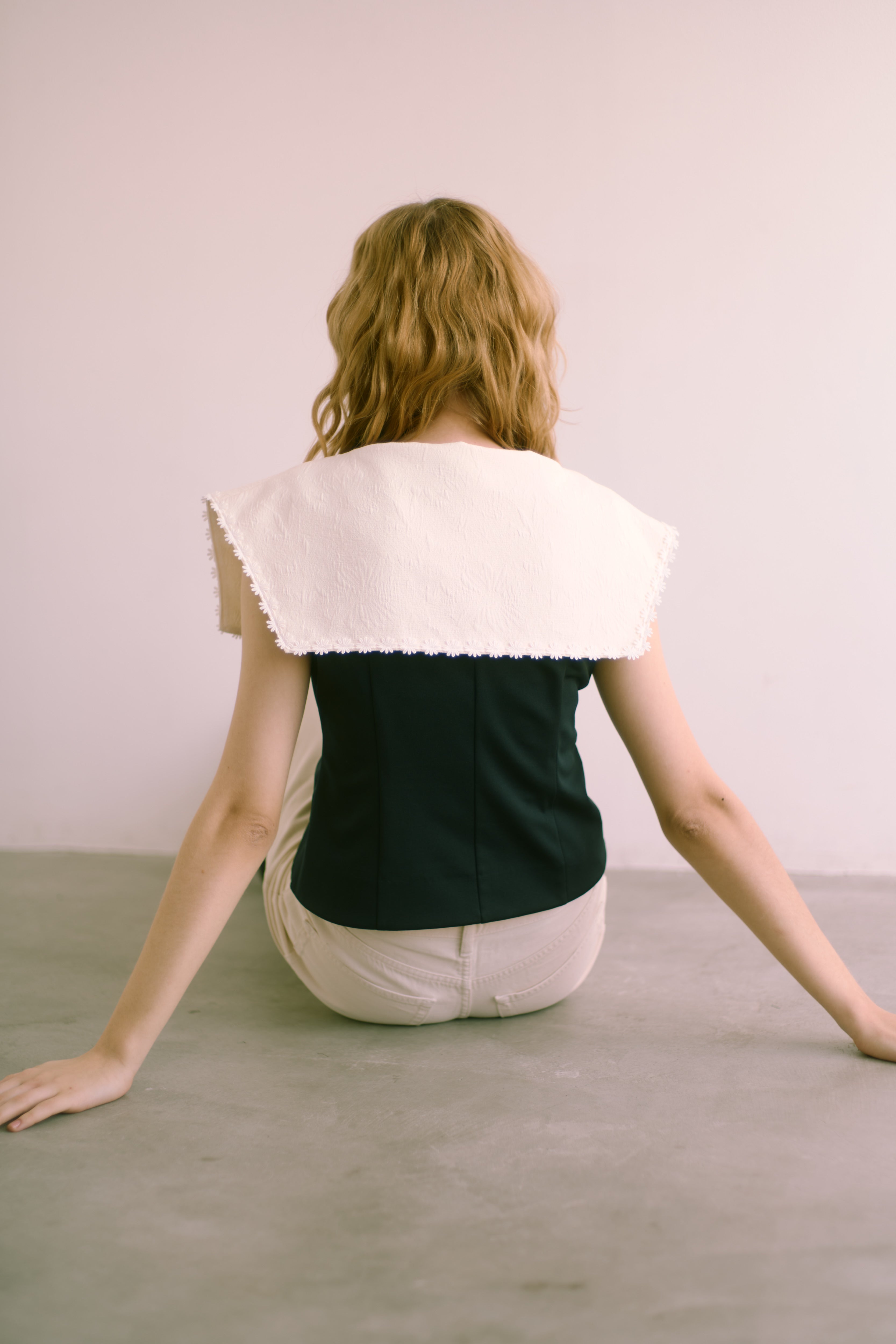 【Made in japan】 2WAY BIG COLLAR TOP