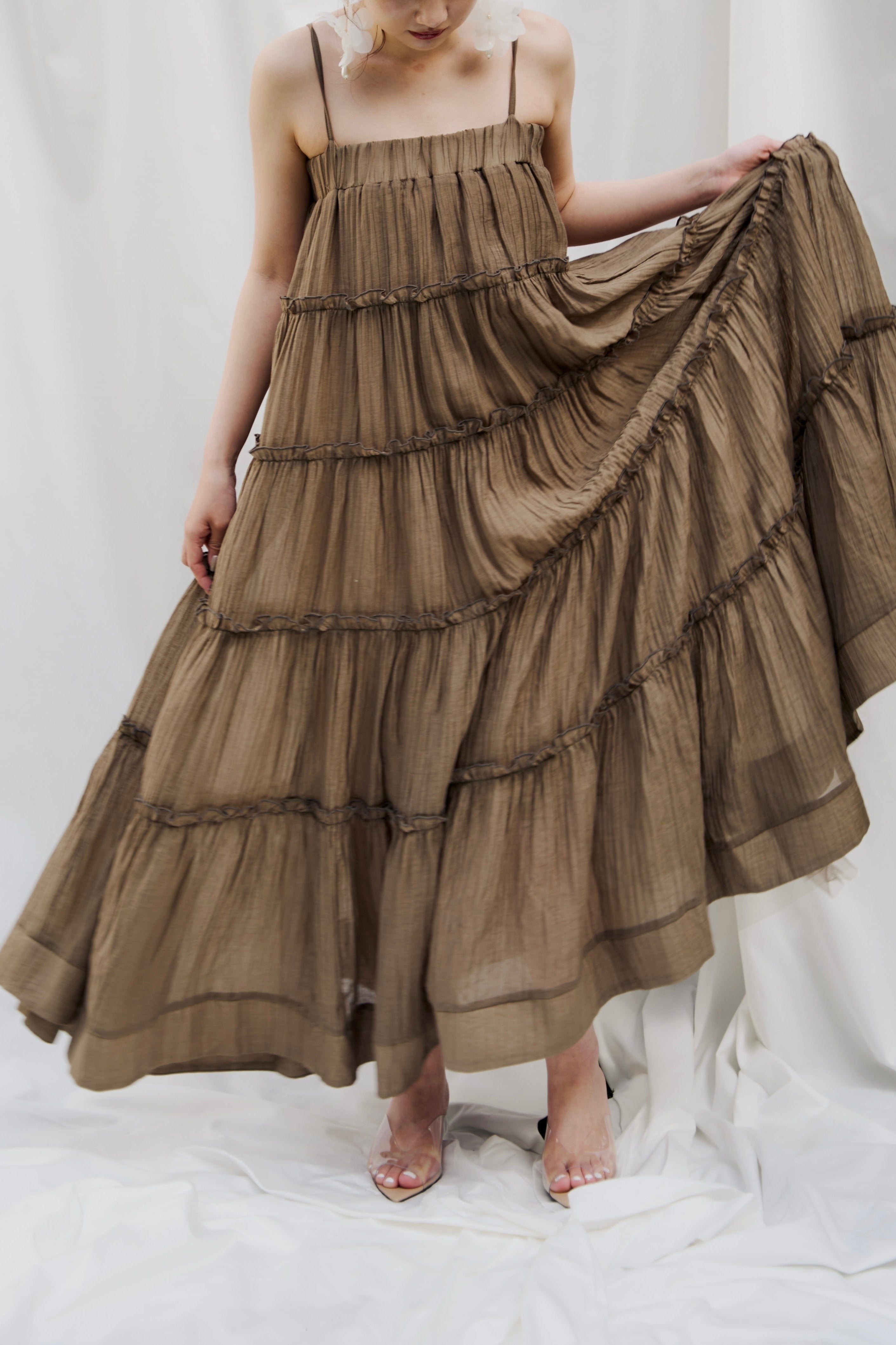 volume tiered cami one-piece