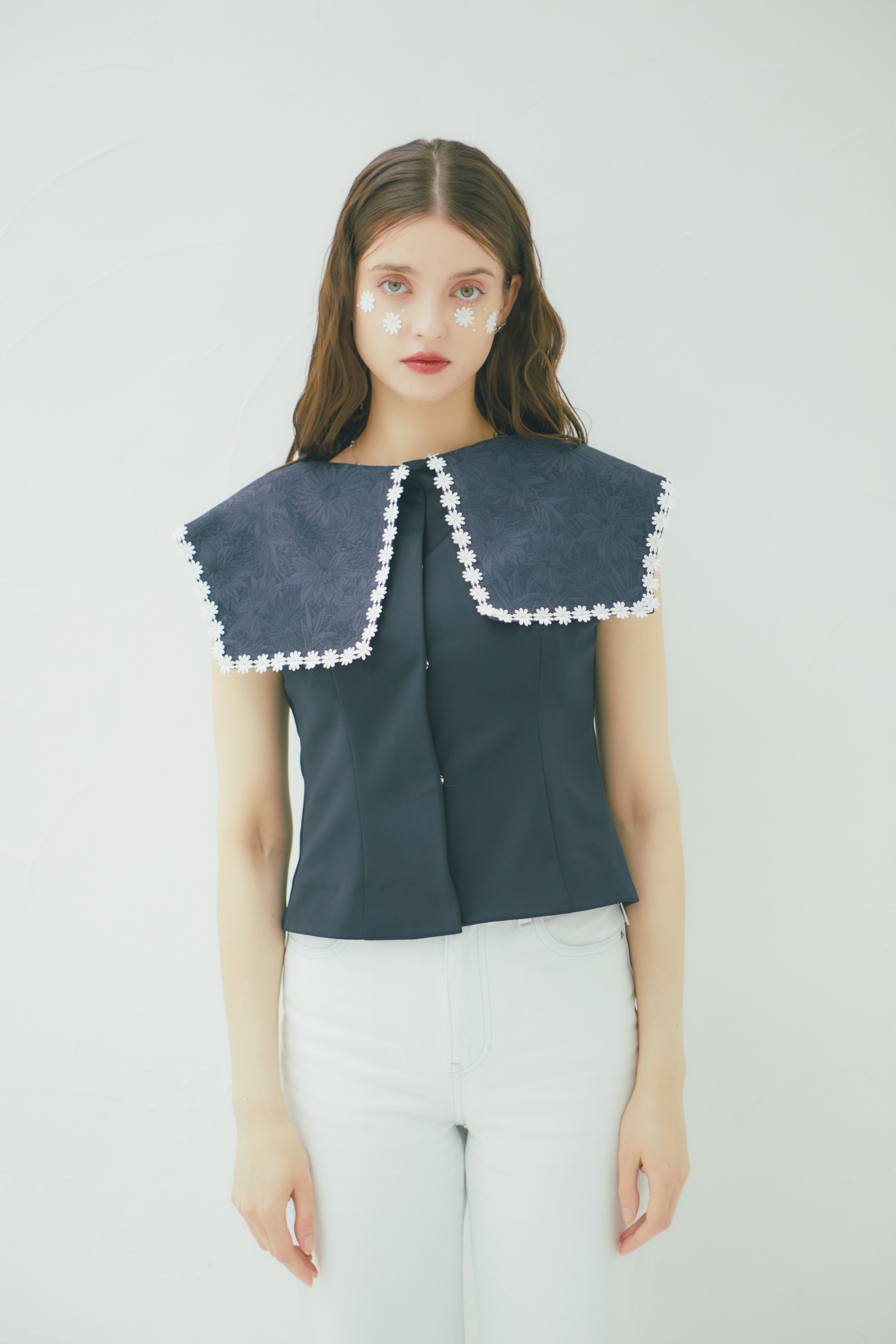 【Made in japan】 2WAY BIG COLLAR TOP