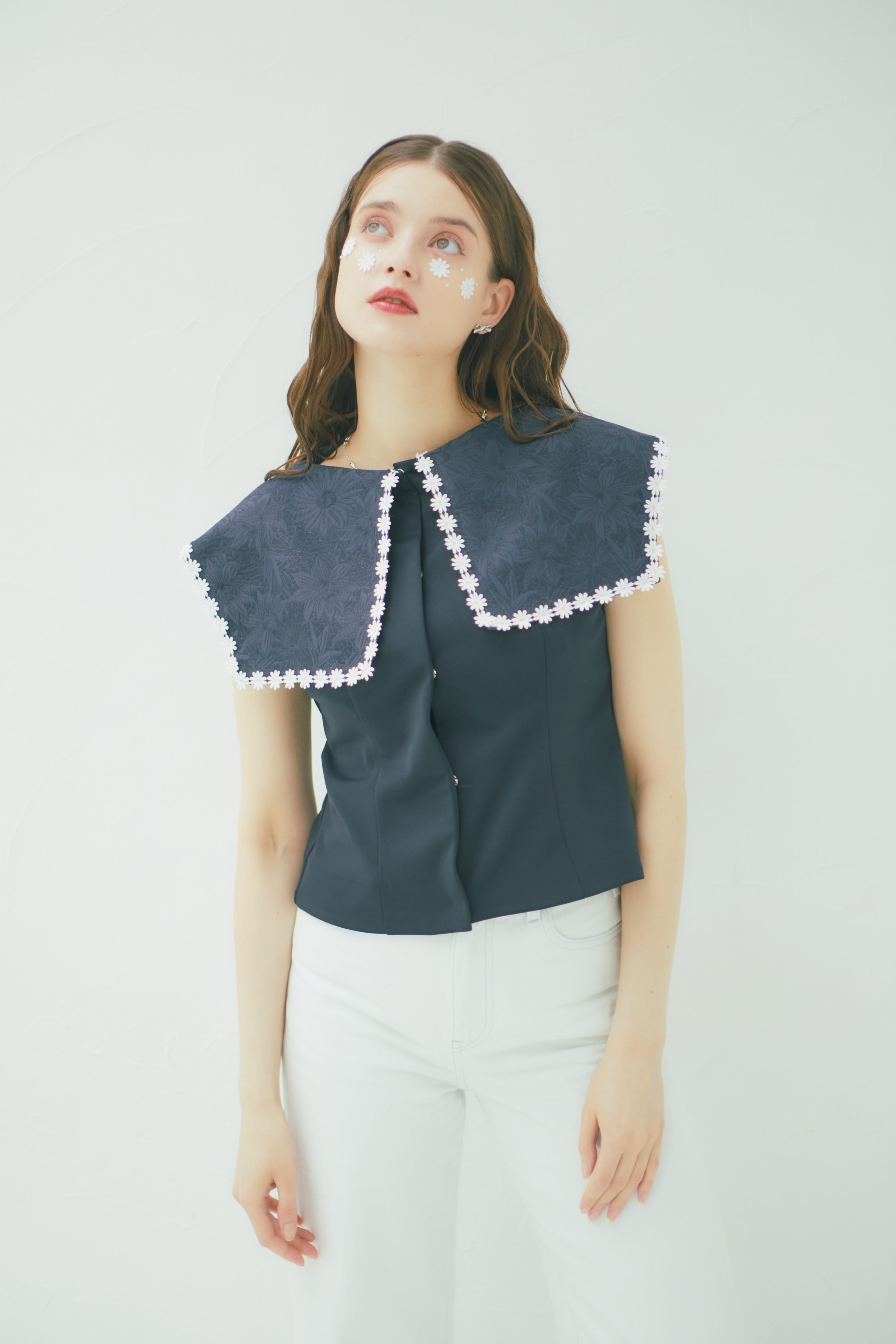 【Made in japan】 2WAY BIG COLLAR TOP