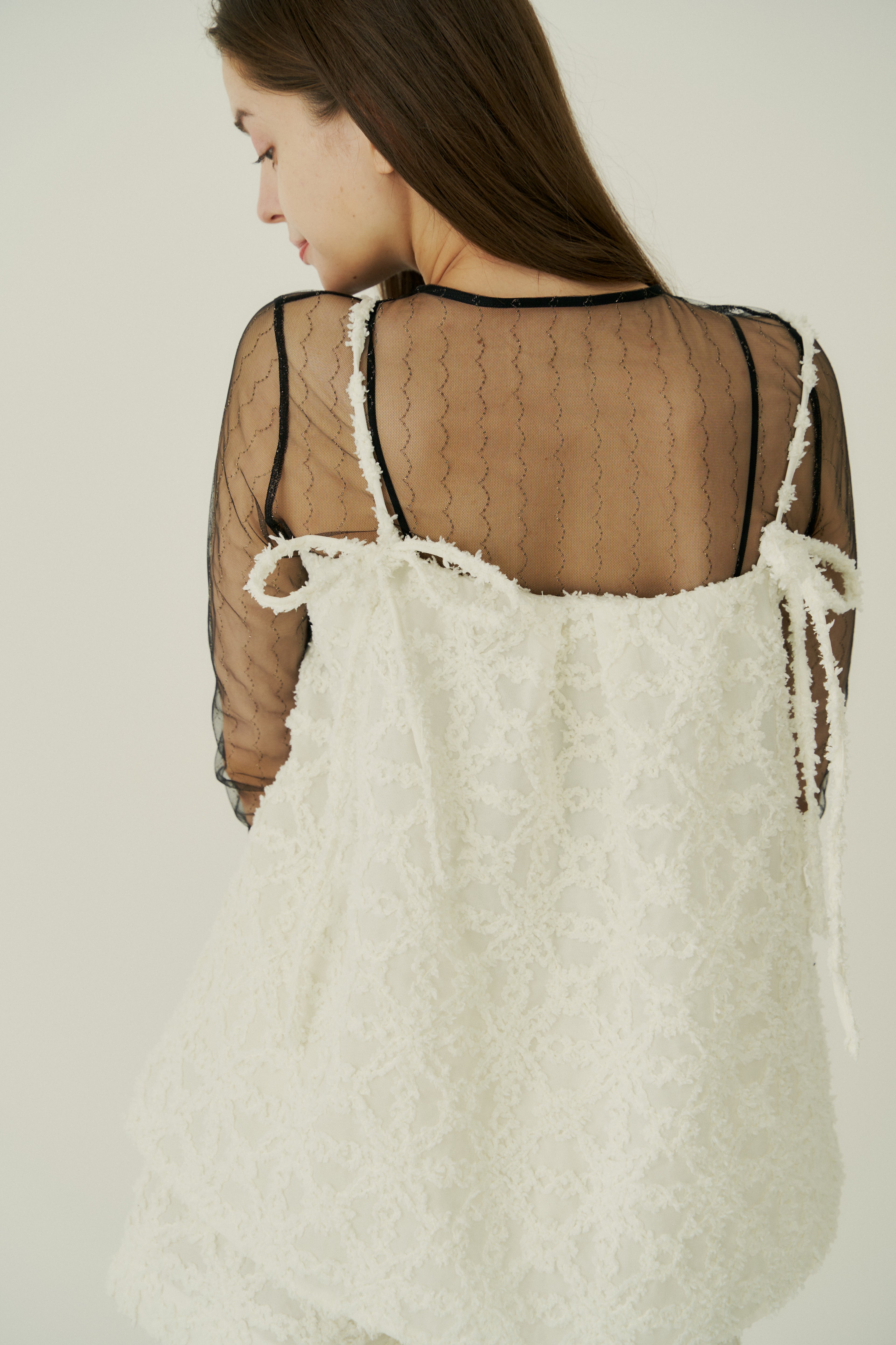 【Made in japan 】 Lame tulle sheer tops
