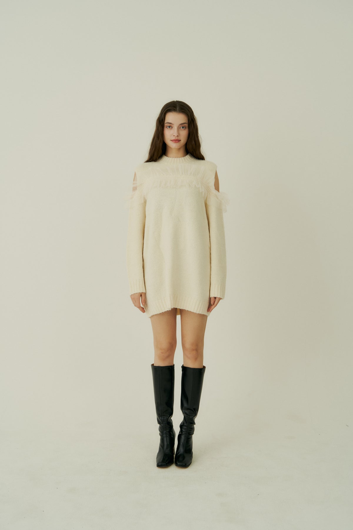 tulle knit mini one-piece | ecmile 