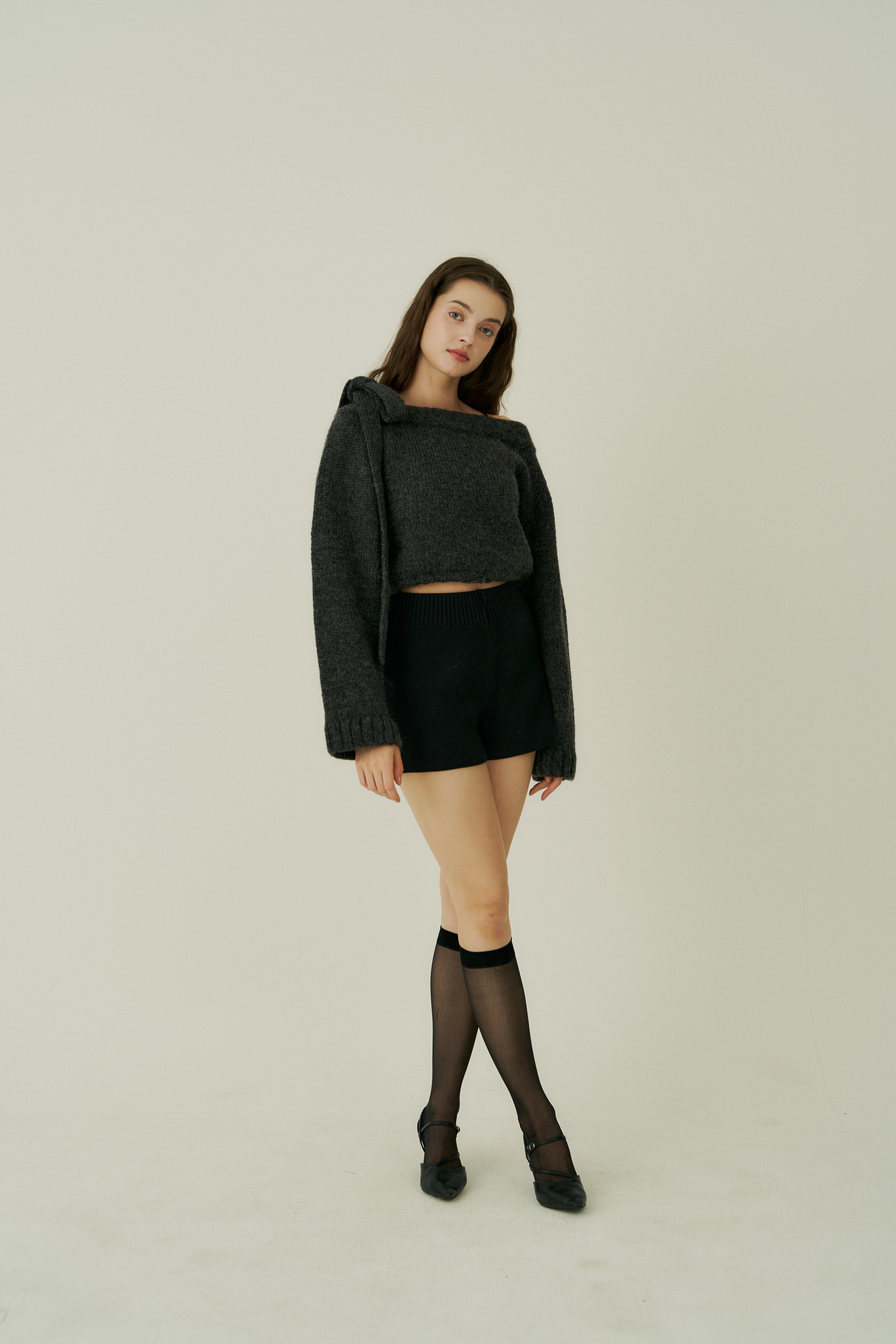 shoulder ribbon short knit