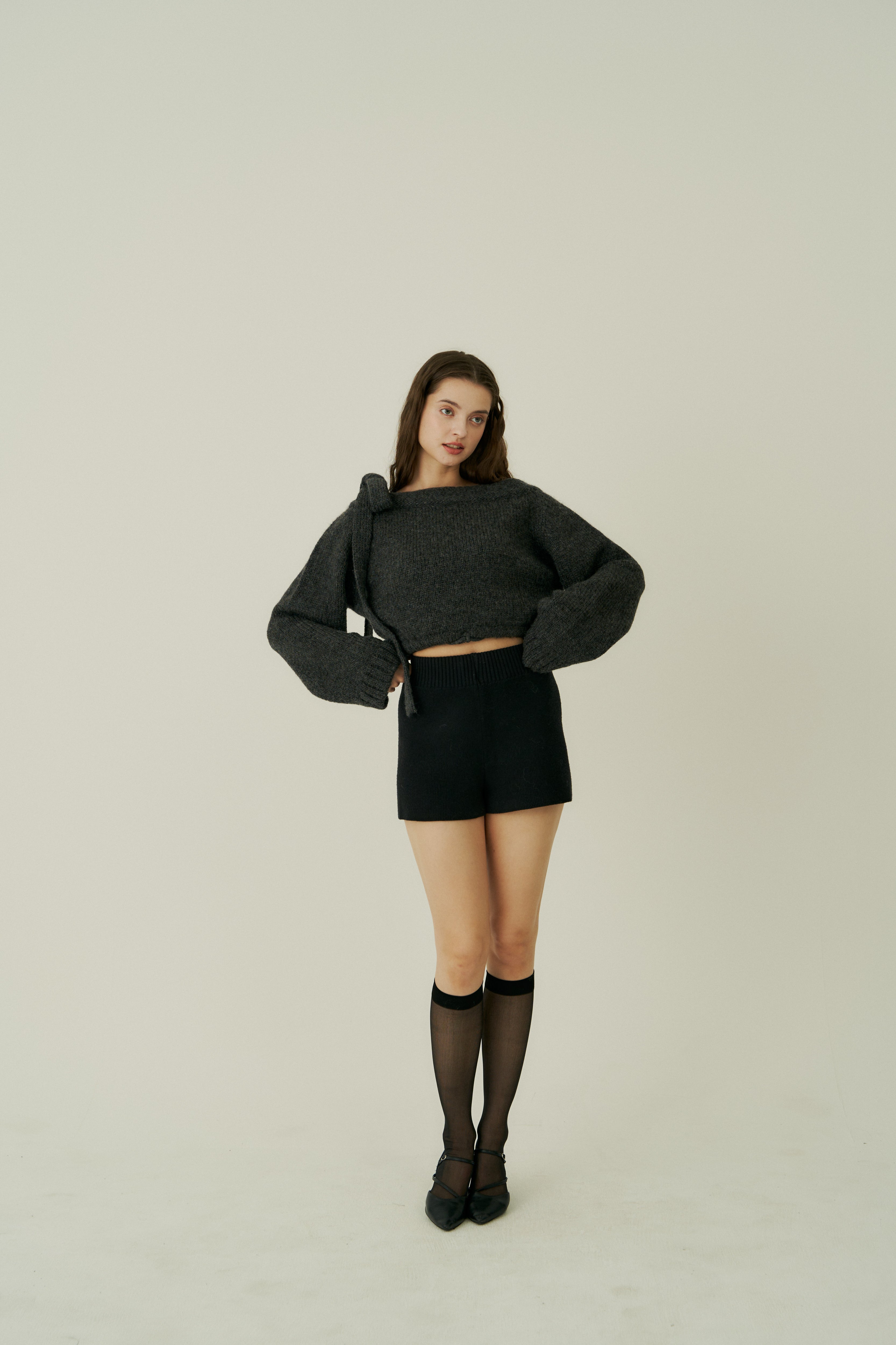 shoulder ribbon short knit
