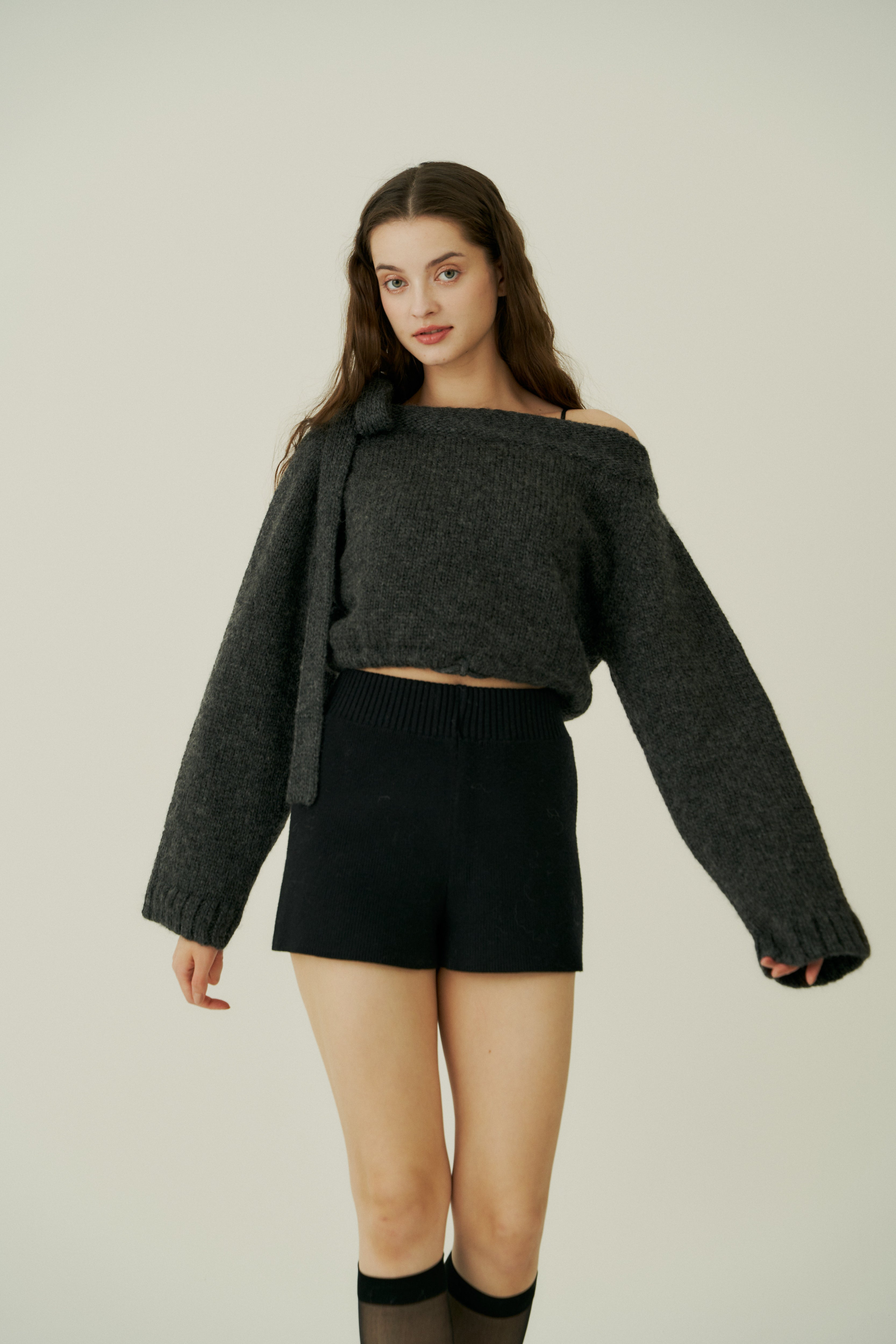 shoulder ribbon short knit