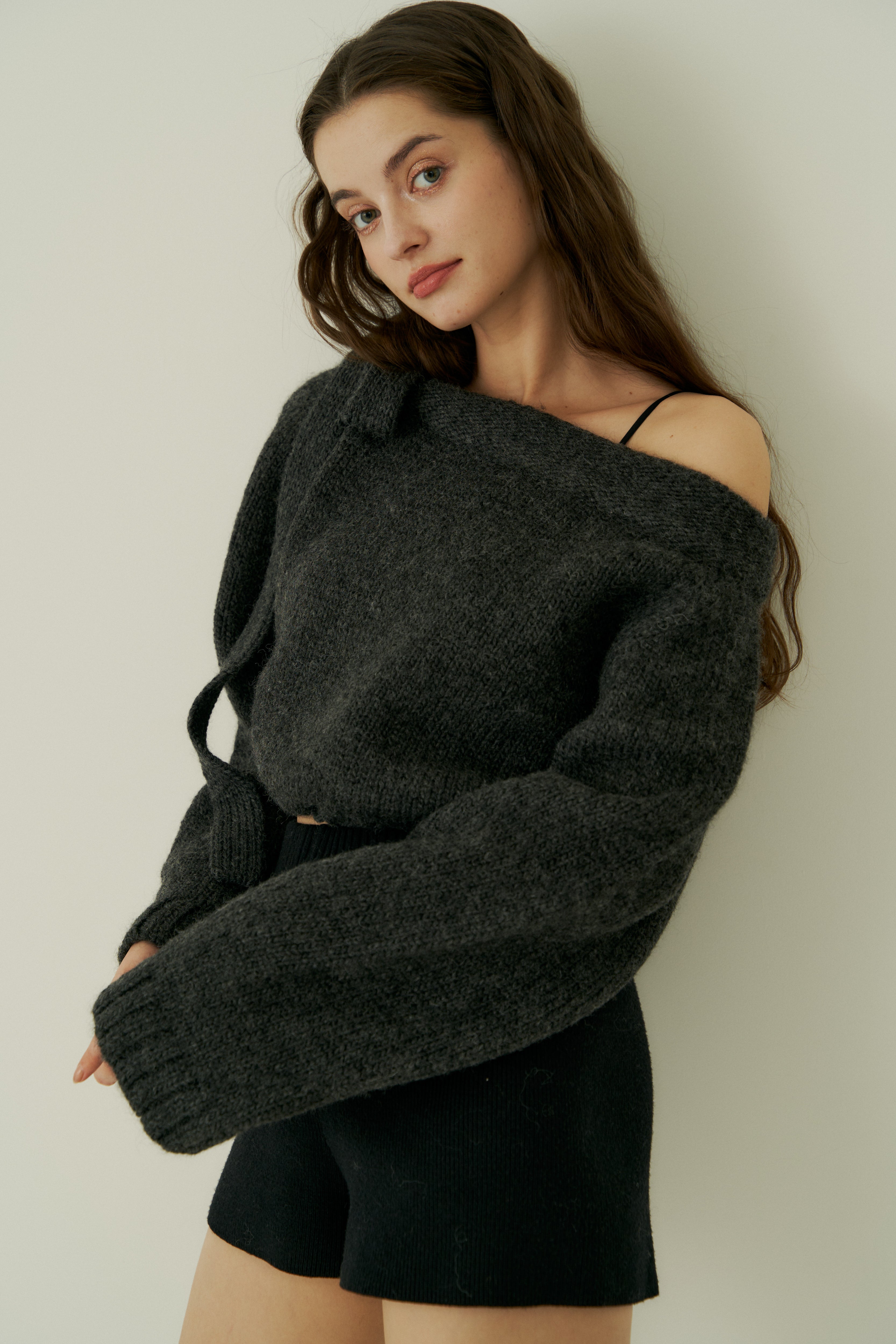 shoulder ribbon short knit