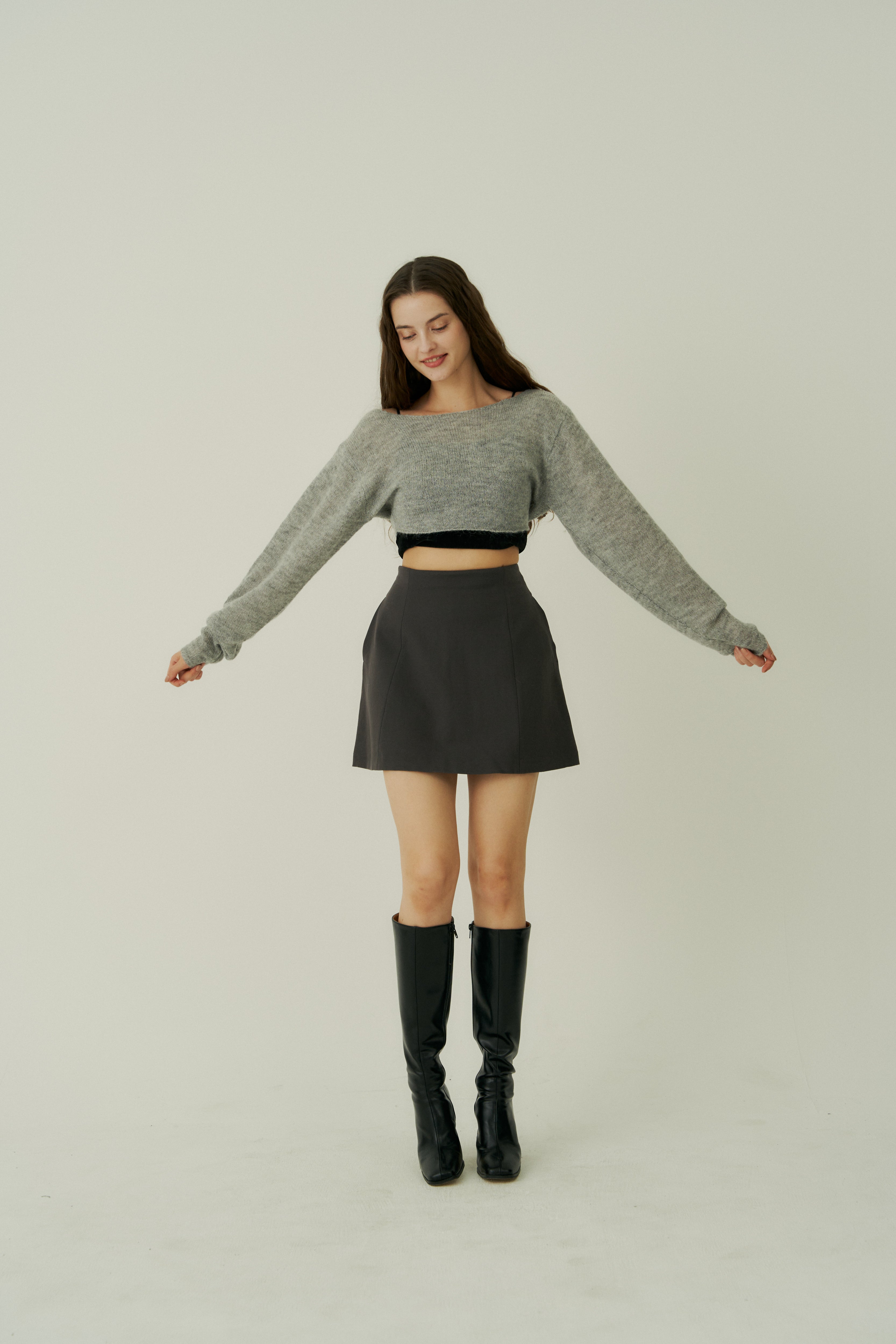 ponte flare mini skirt