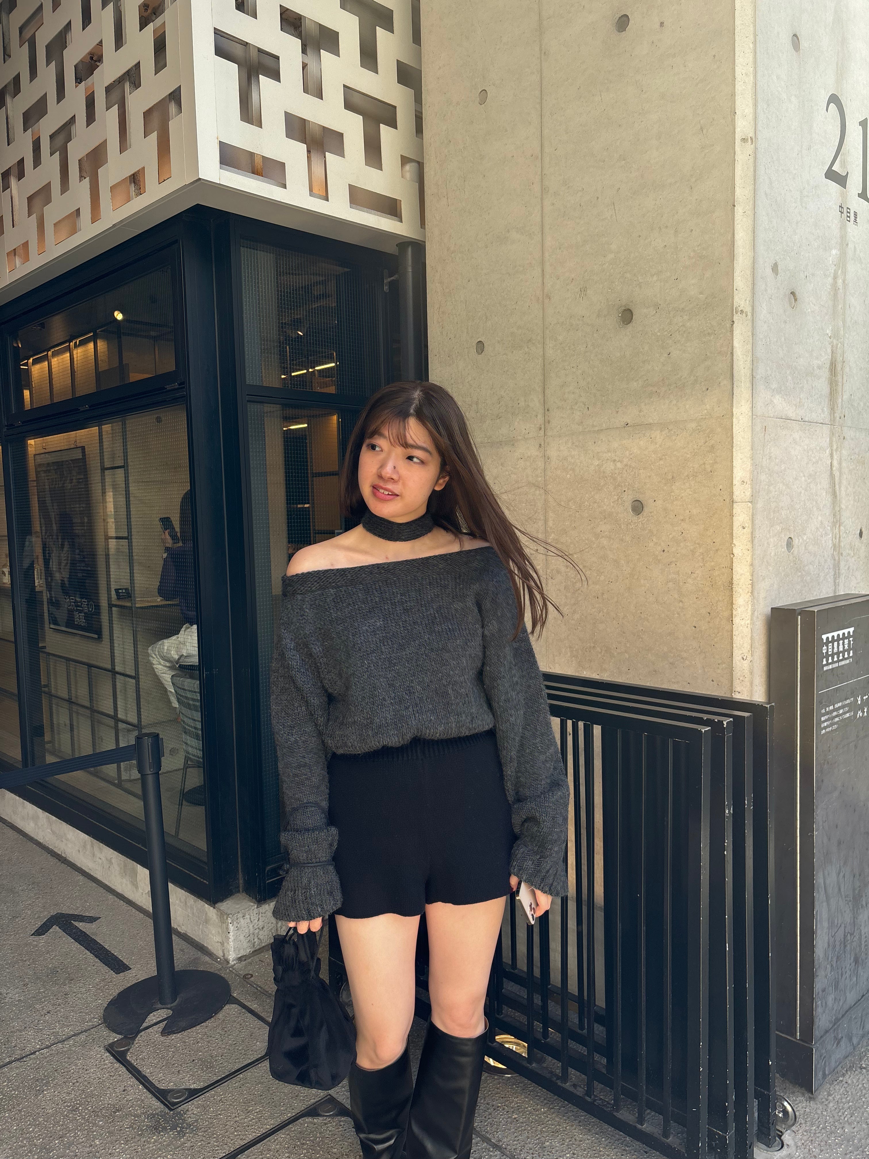 shoulder ribbon short knit