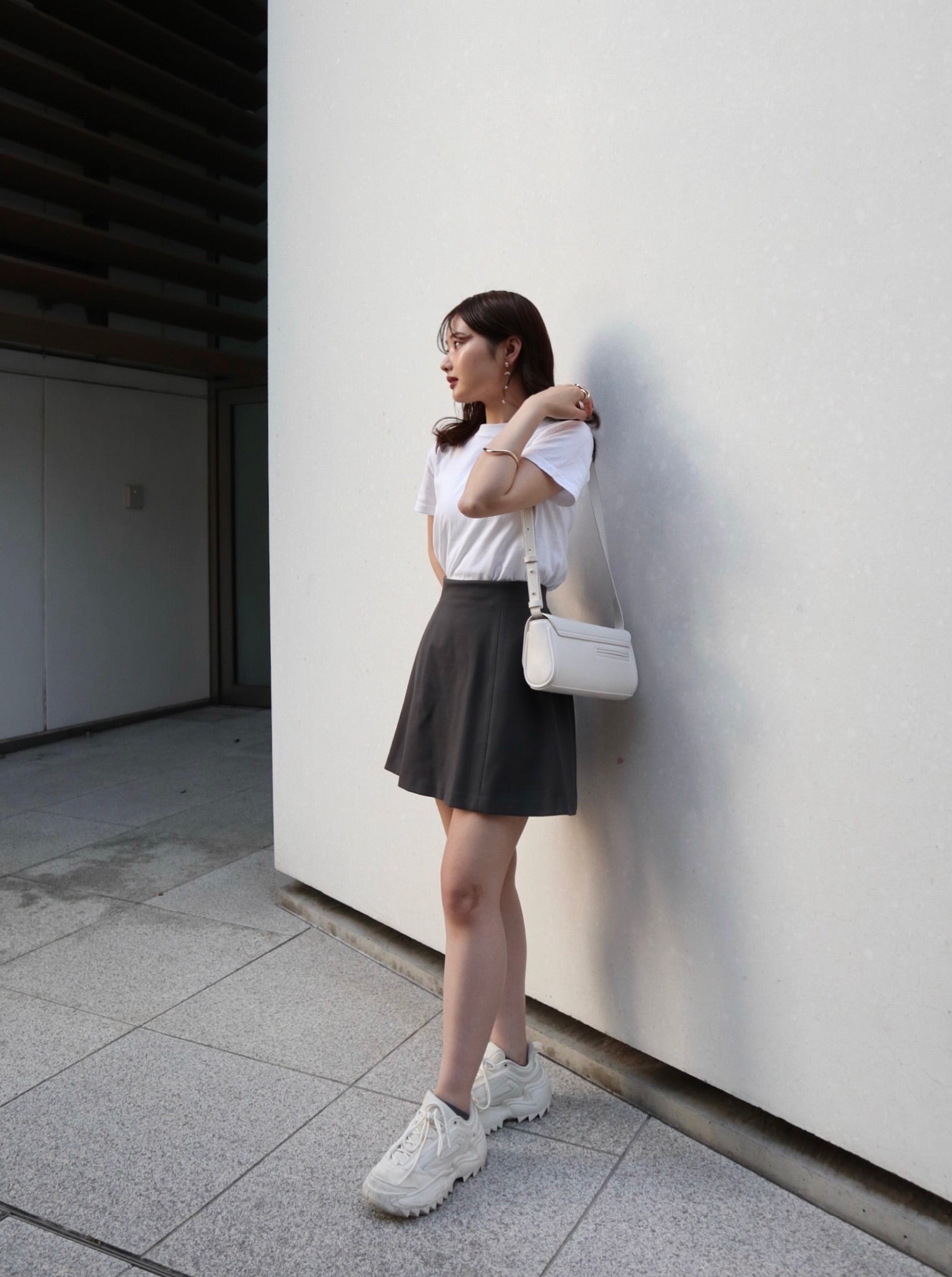 ponte flare mini skirt