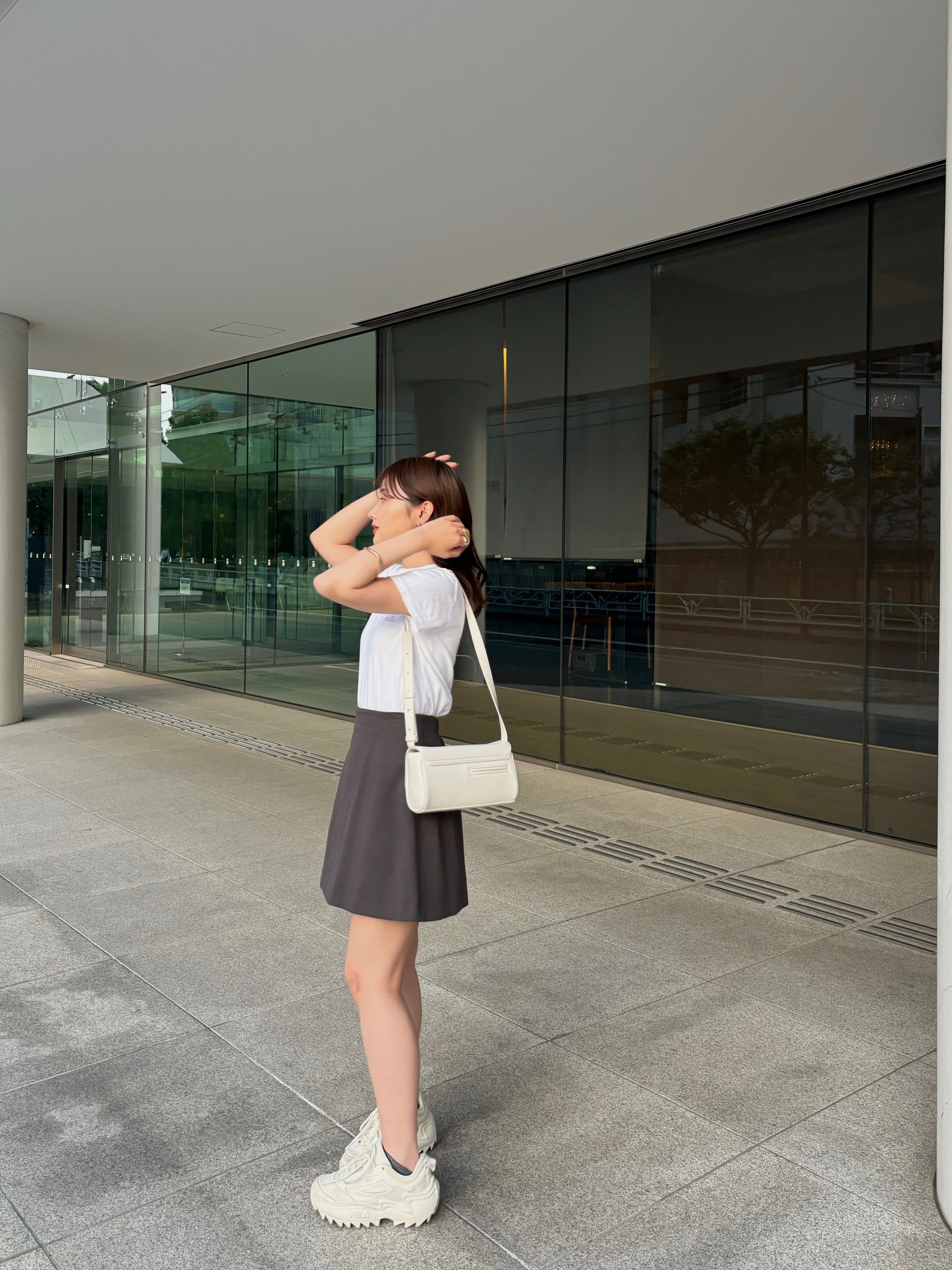 ponte flare mini skirt