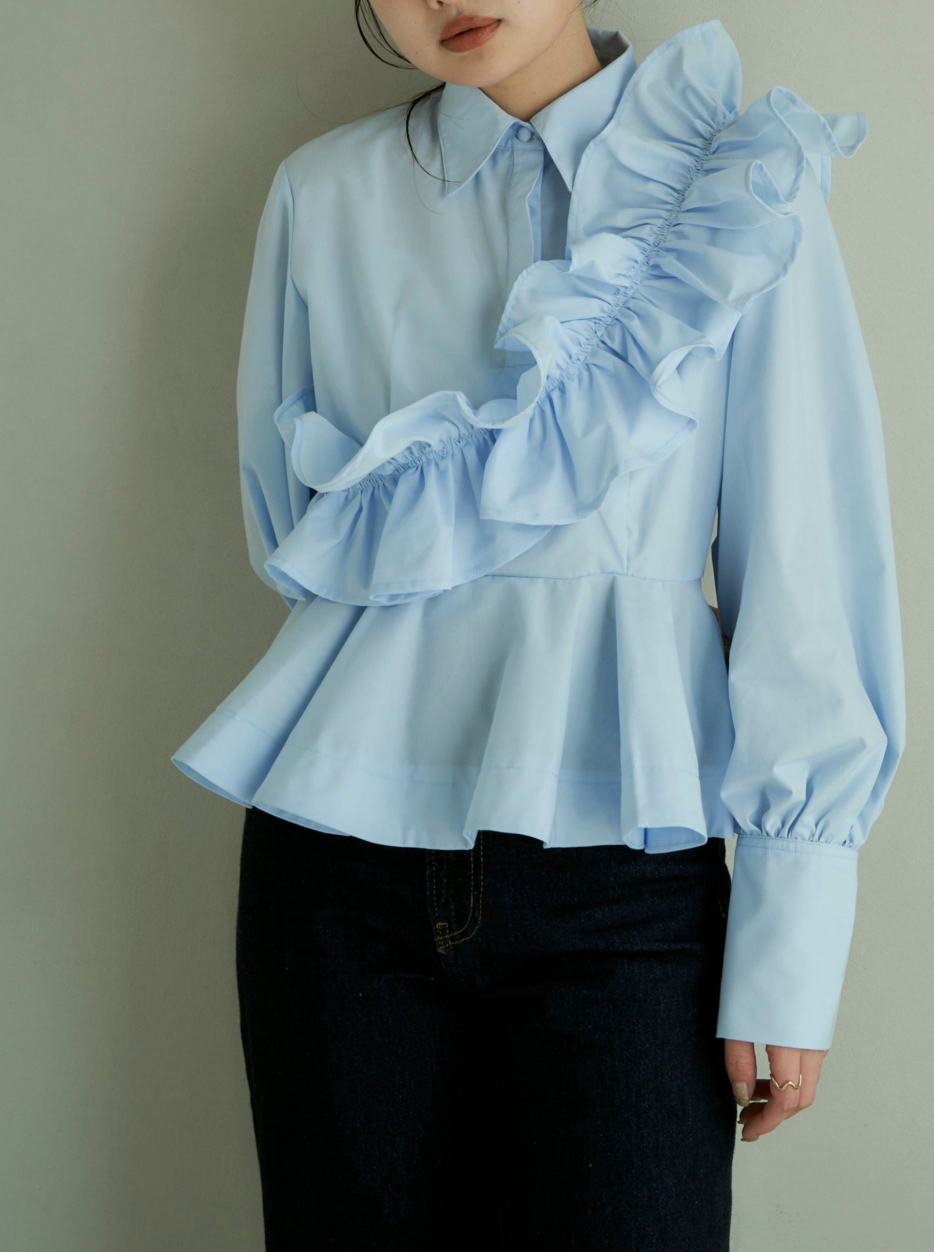 frill peplum shirt