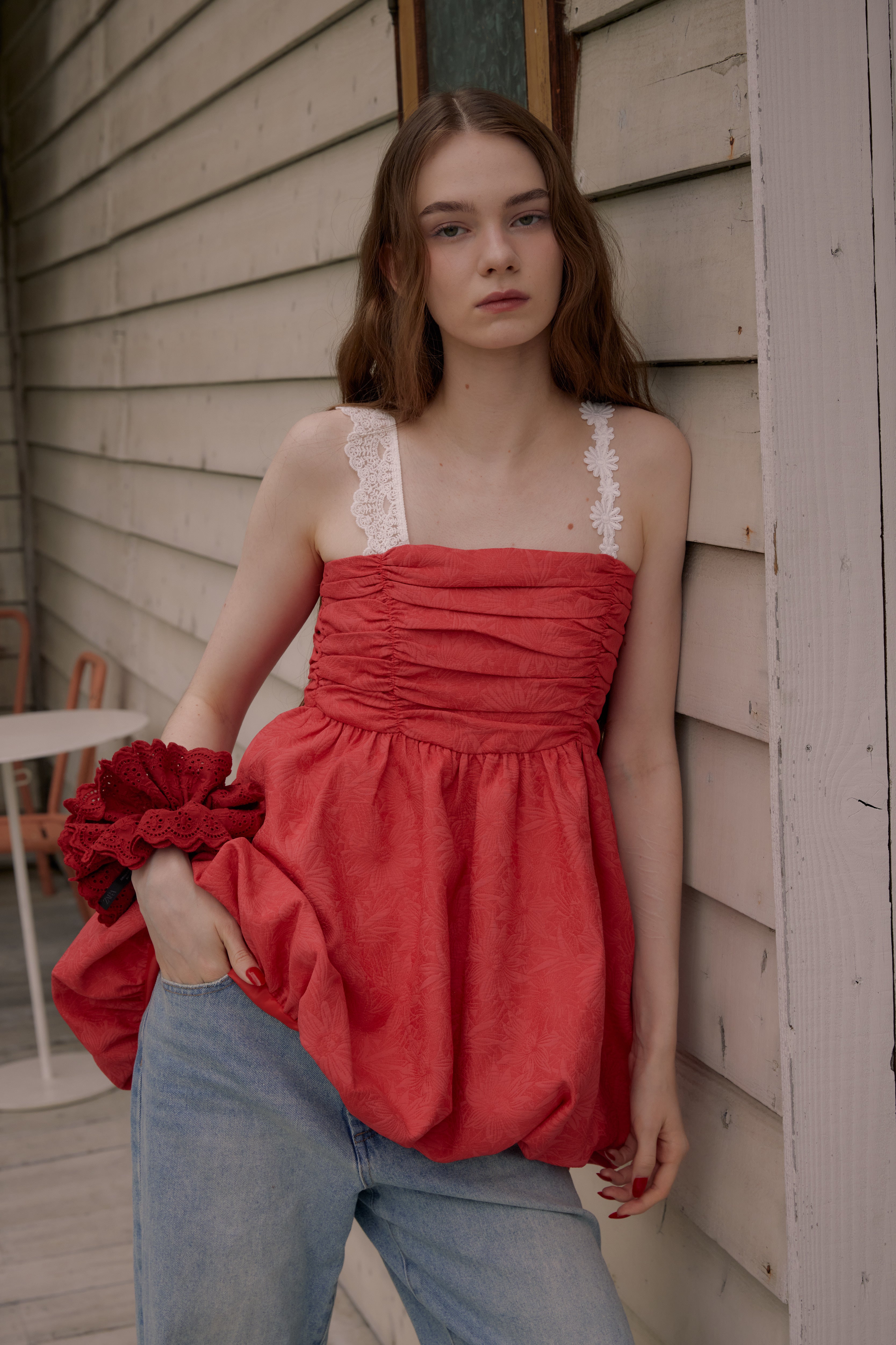 ASYMMETRY LACE CAMI TOP