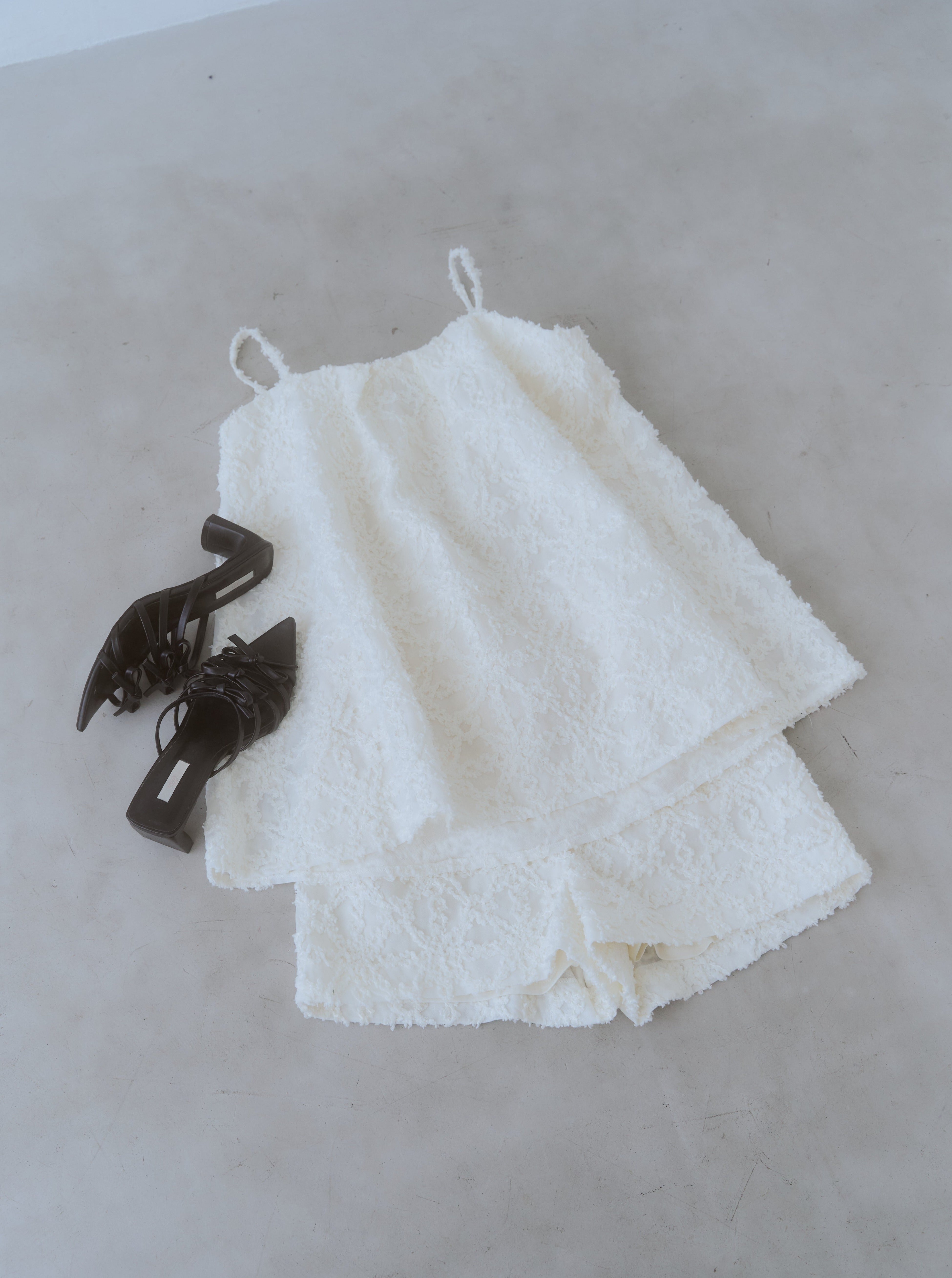 【TOPSのみ】jacquard ribbon cami tunic