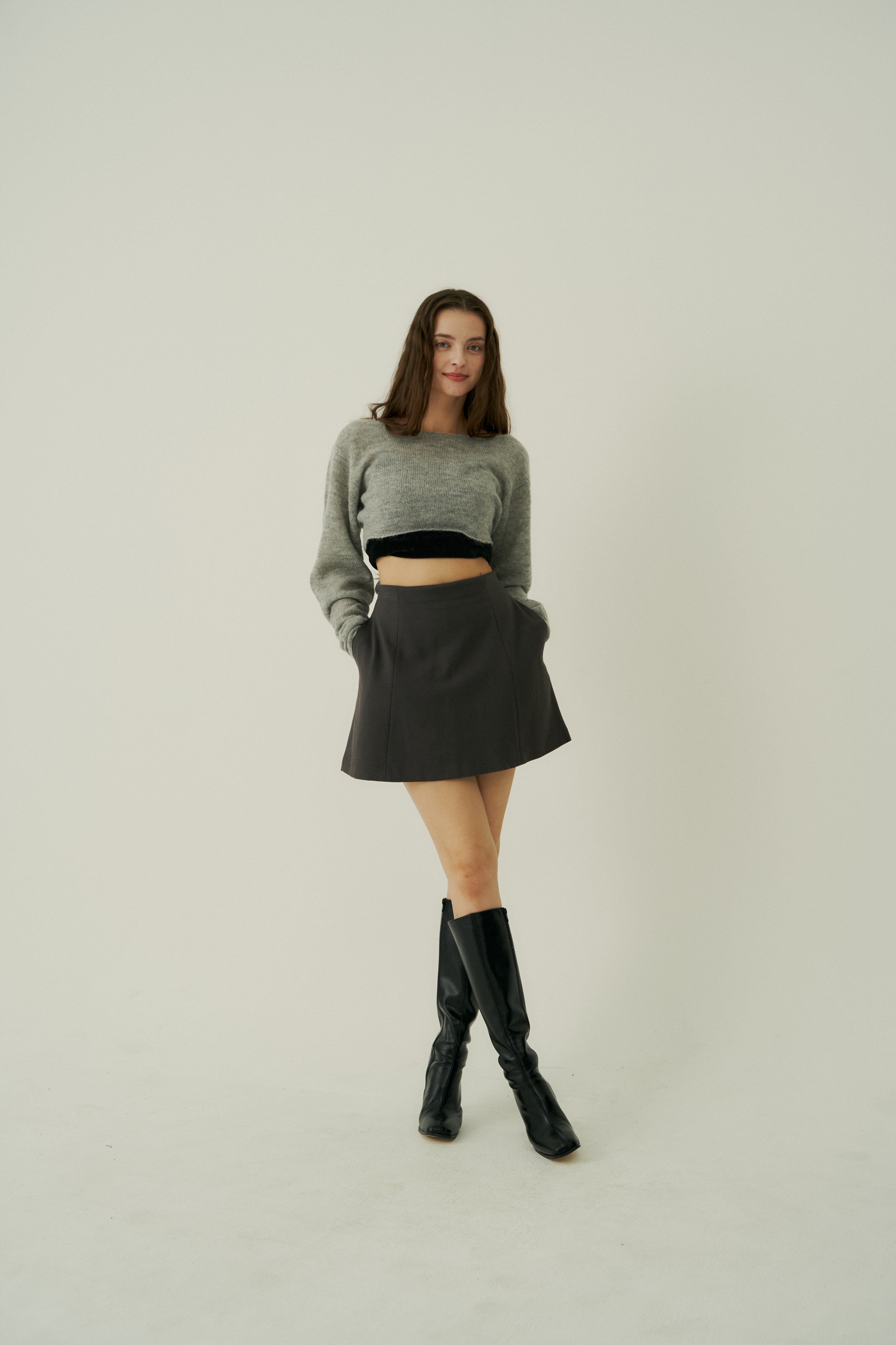 ponte flare mini skirt