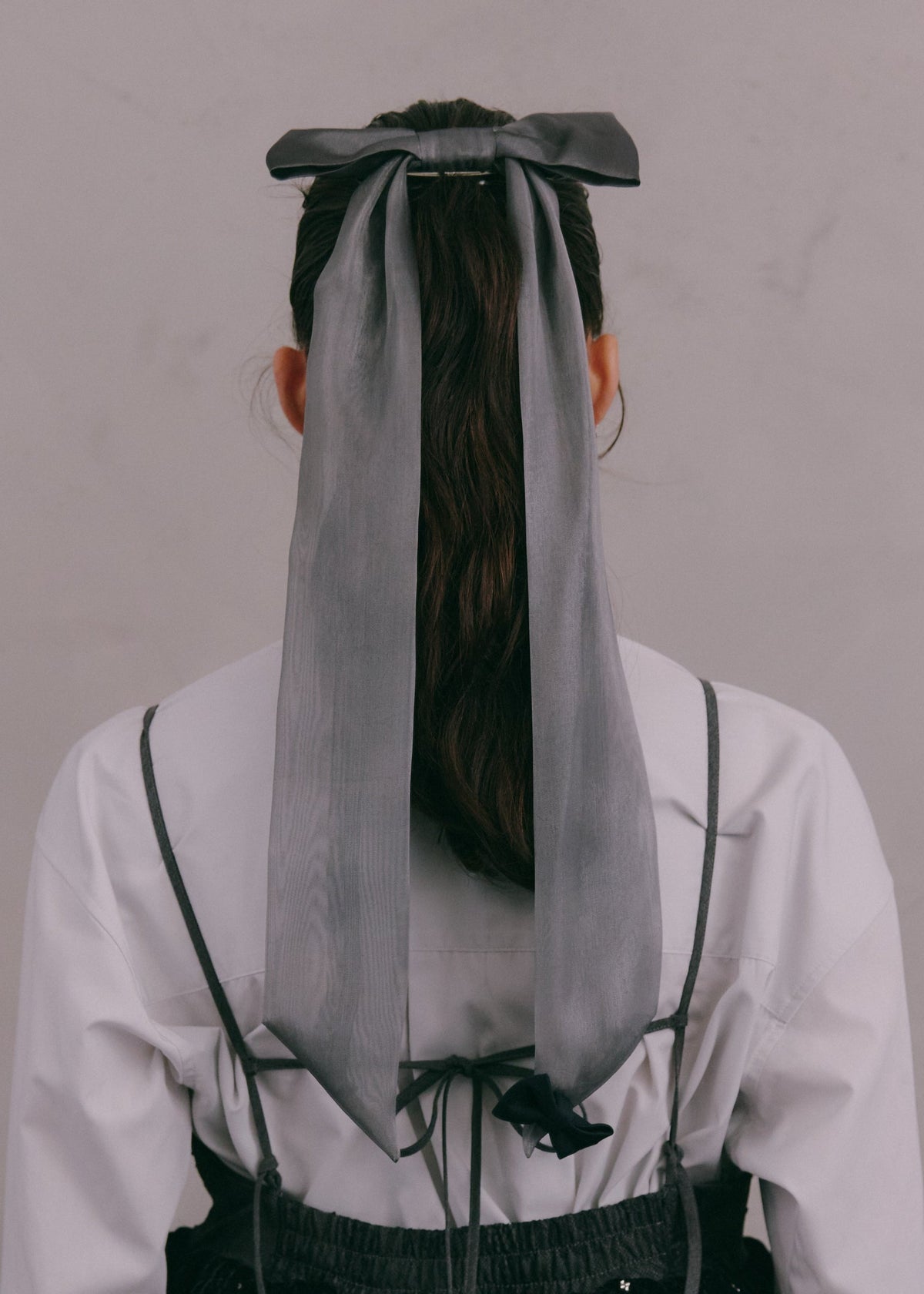 UPCYCLE RIBBON BARRETTE LONG | GRY