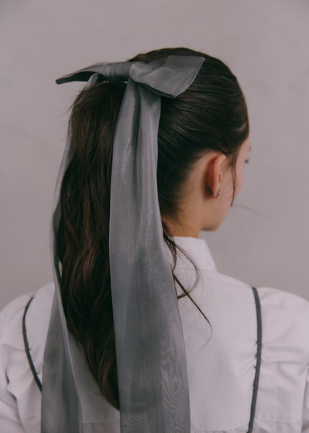 UPCYCLE RIBBON BARRETTE LONG | GRY