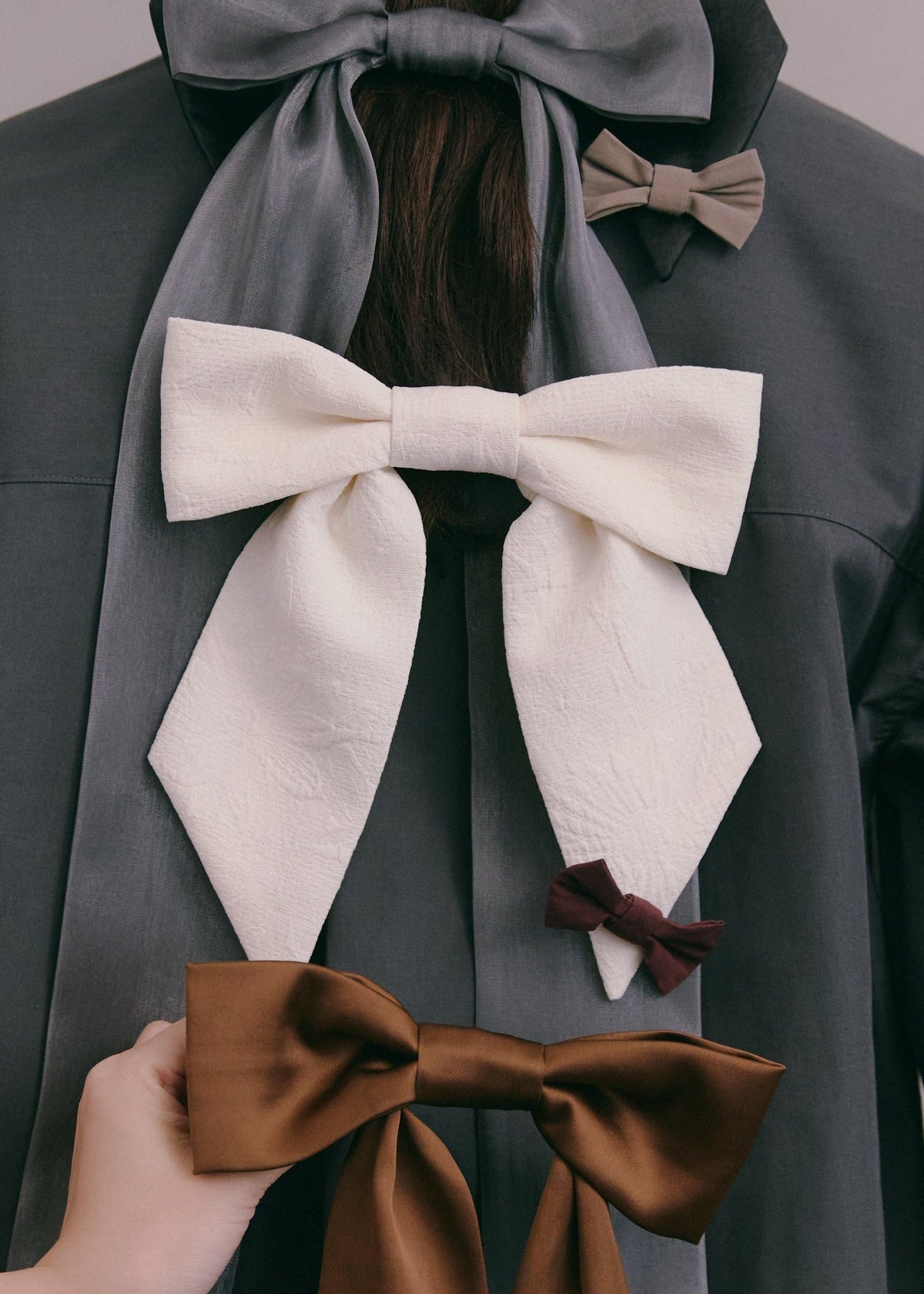 UPCYCLE RIBBON BARRETTE LONG | GRY