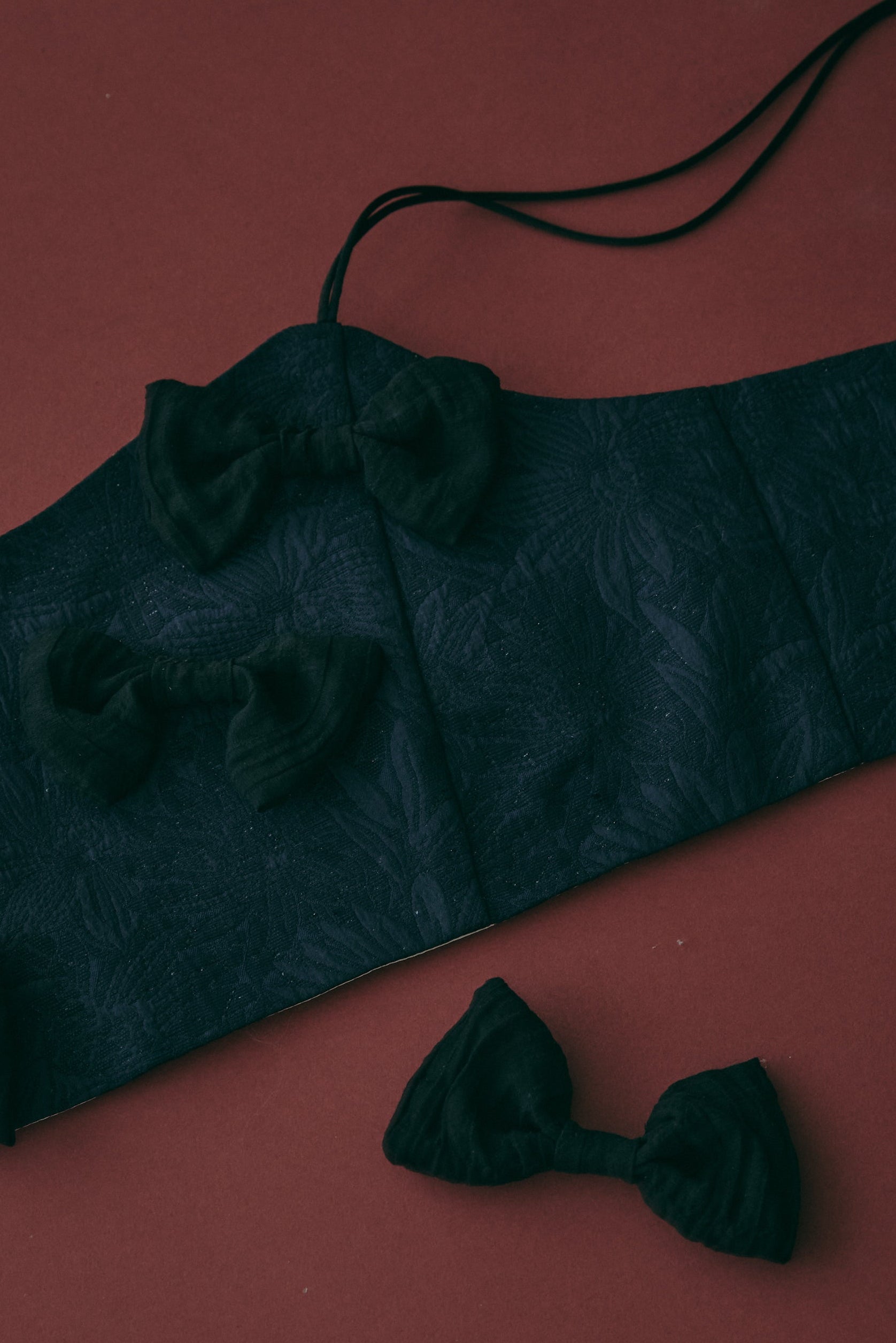 ecmile RIBBON RIBBON TOP ブラック Upcycle / MADE IN JAPAN 】RECHERCHÉ RIBBON BUSTIER