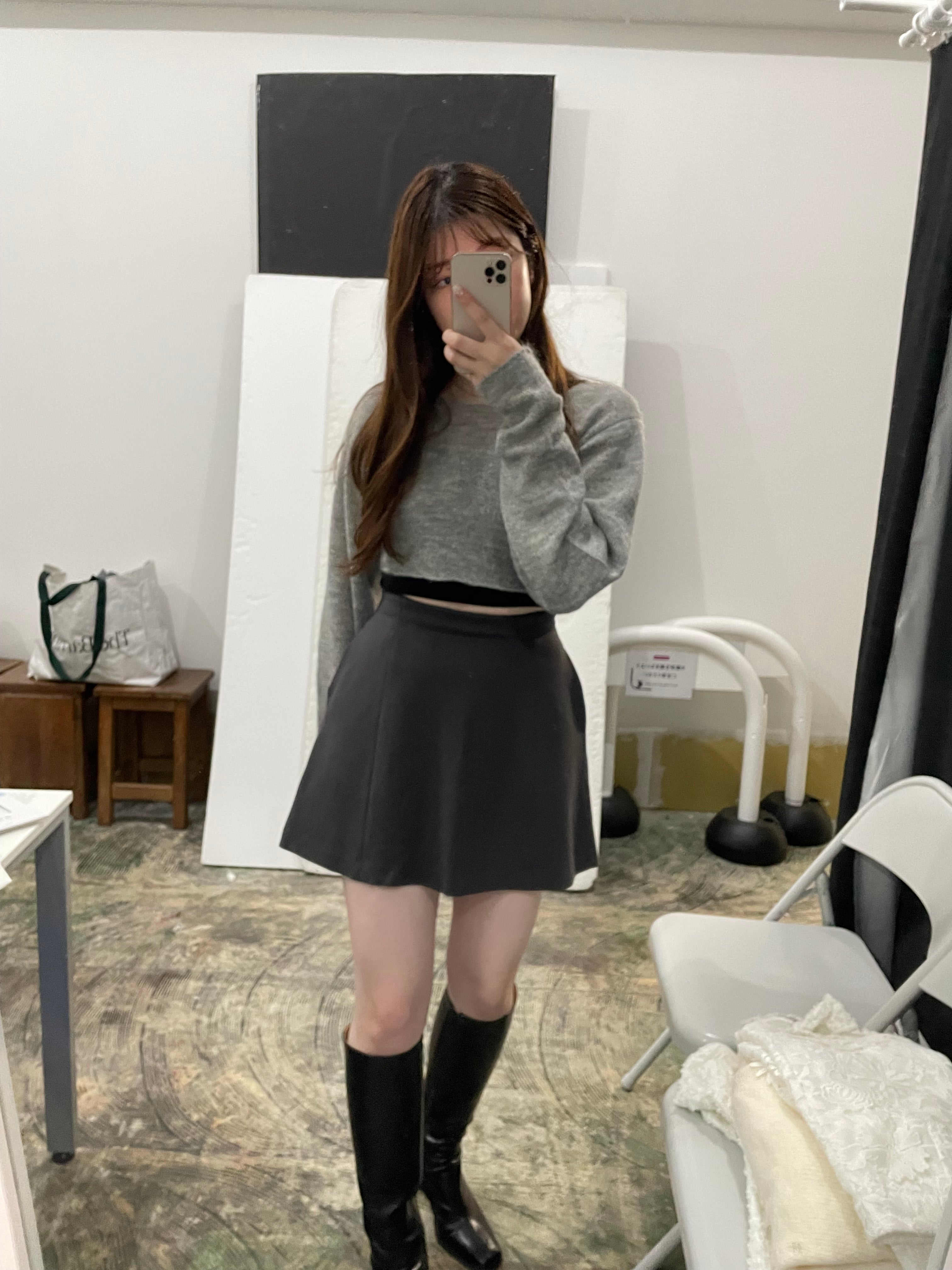 ponte flare mini skirt