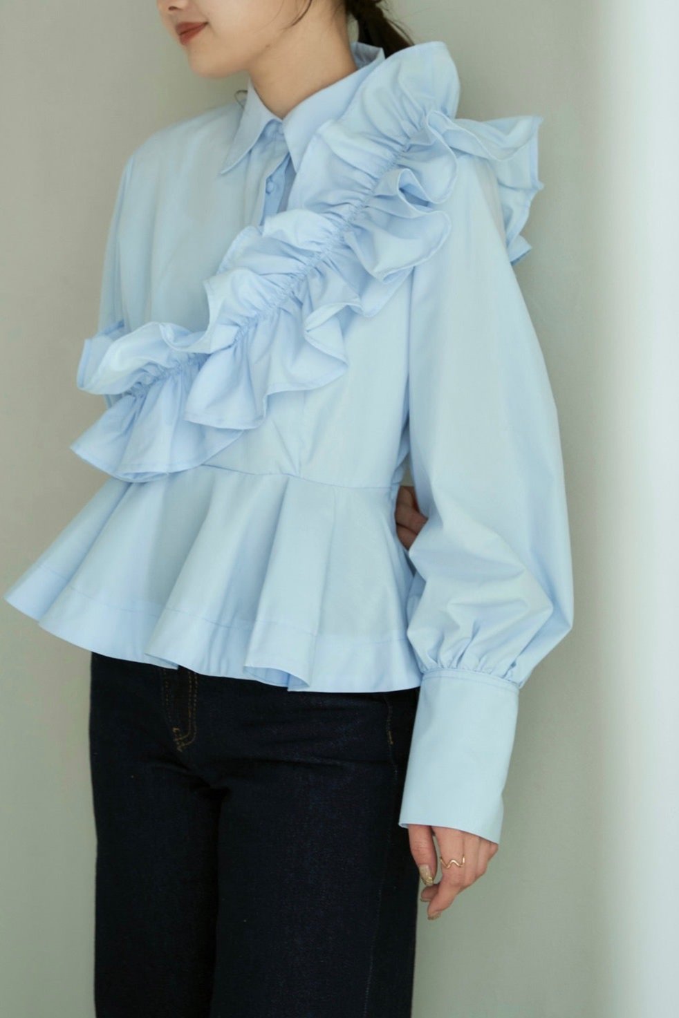 frill peplum shirt