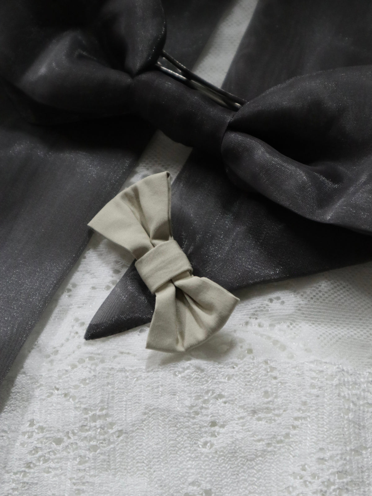 UPCYCLE RIBBON BARRETTE LONG | GRY