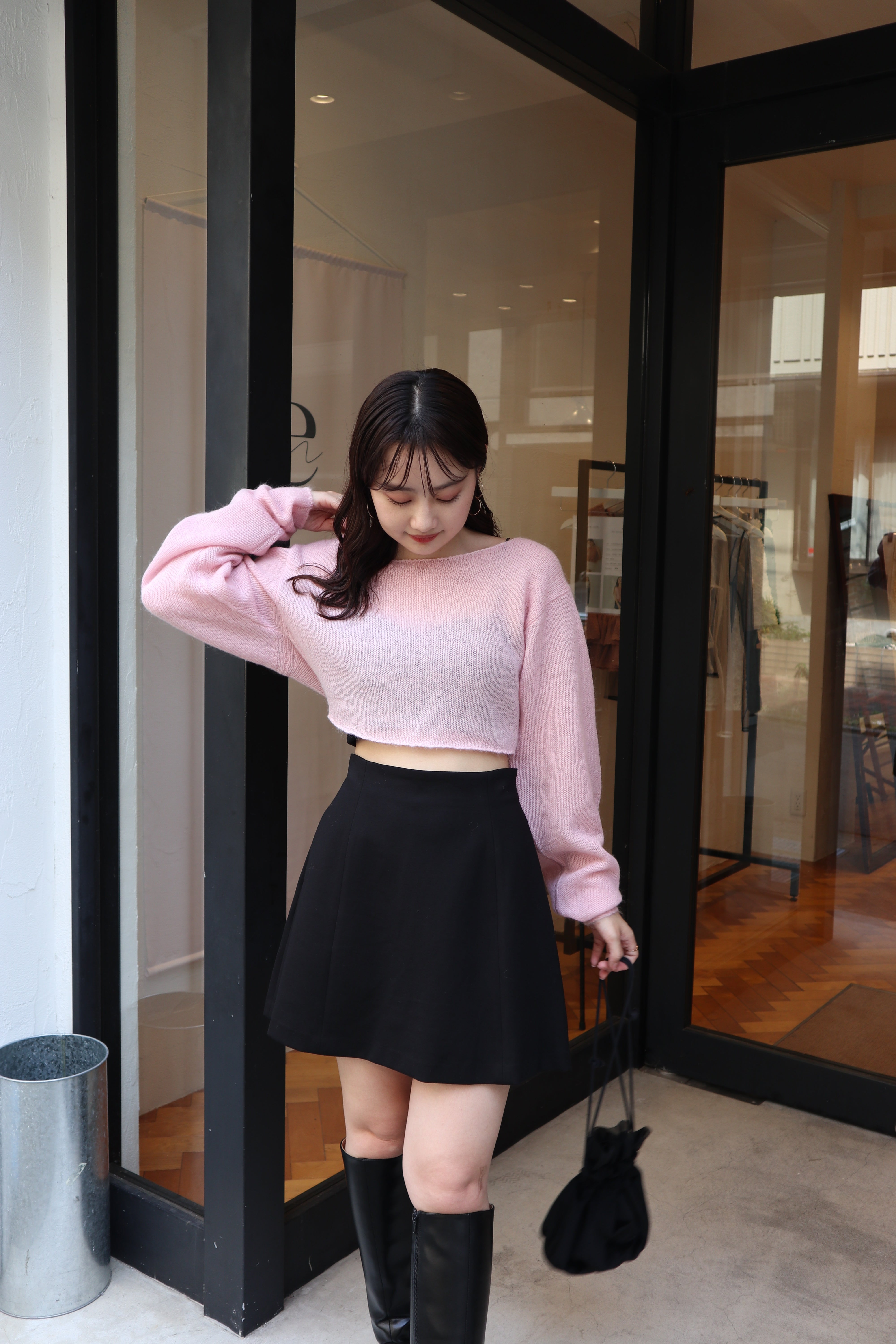 ponte flare mini skirt